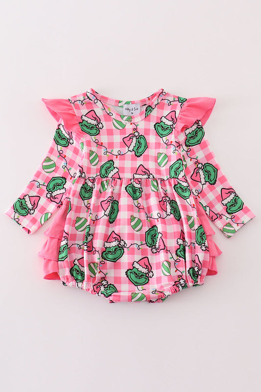 Girls Pink Grinch Print Bubble