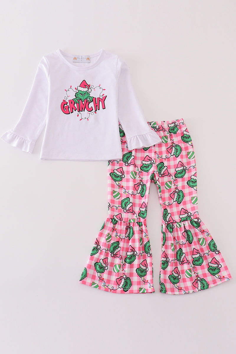 Girls Pink Grinch Print Set