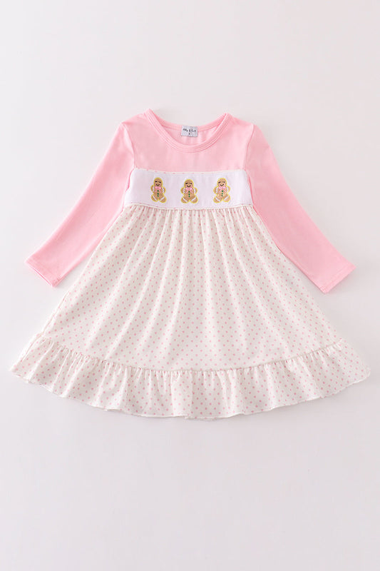 Girls Embroidered Gingerbread Dress