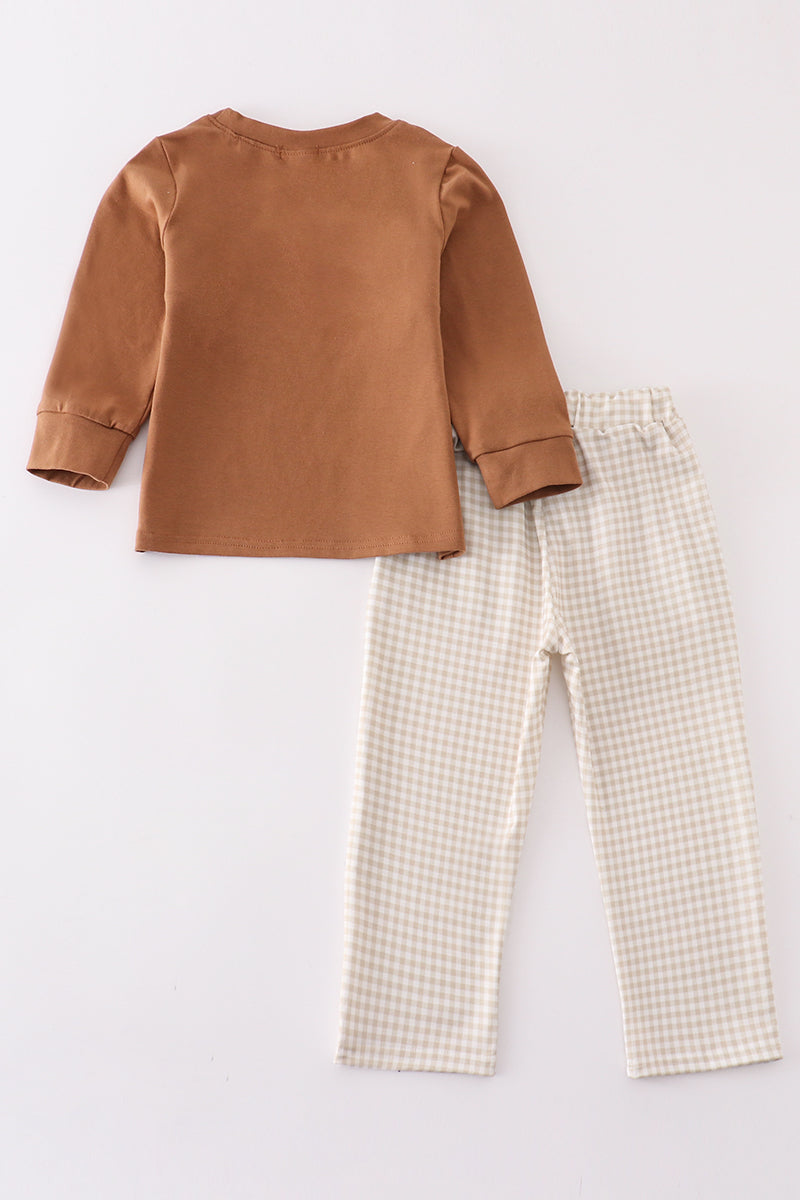 Boys Embroidered Gingerbread Pants Set