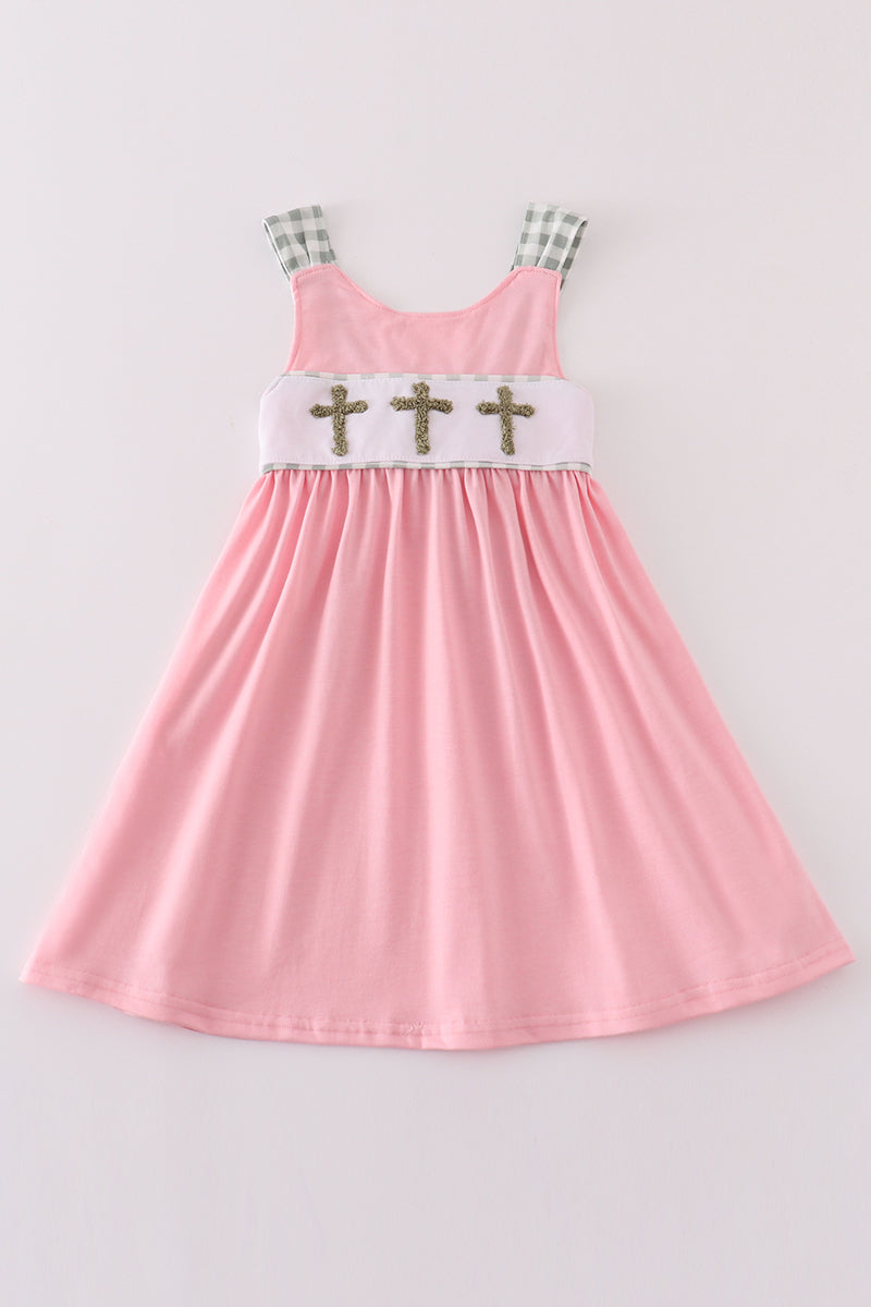 Girls Pink French Knot Cross Dress