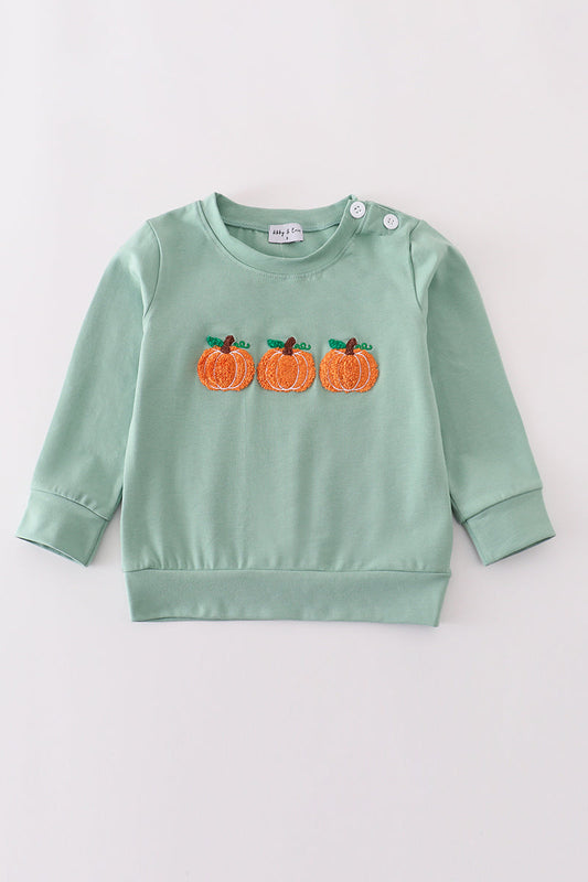 Sage French Knot Pumpkin Long Sleeve Top