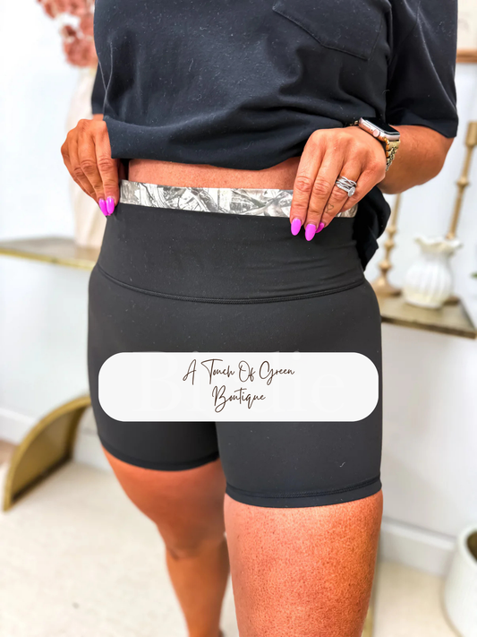 PREORDER Crossover Biker Shorts in Black with Dark Camo