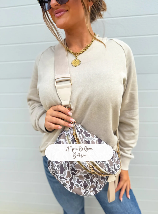 PREORDER Duck Camo Double Zipper Crossbody Bag