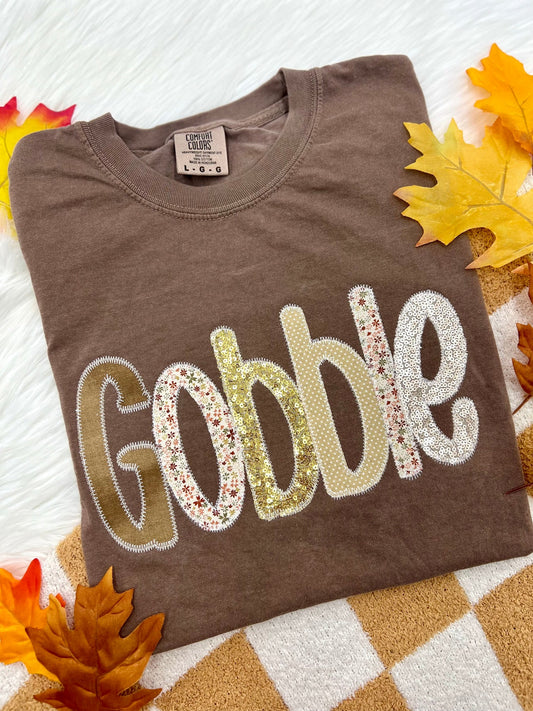 Embroidered Gobble Applique Tee/Crewneck