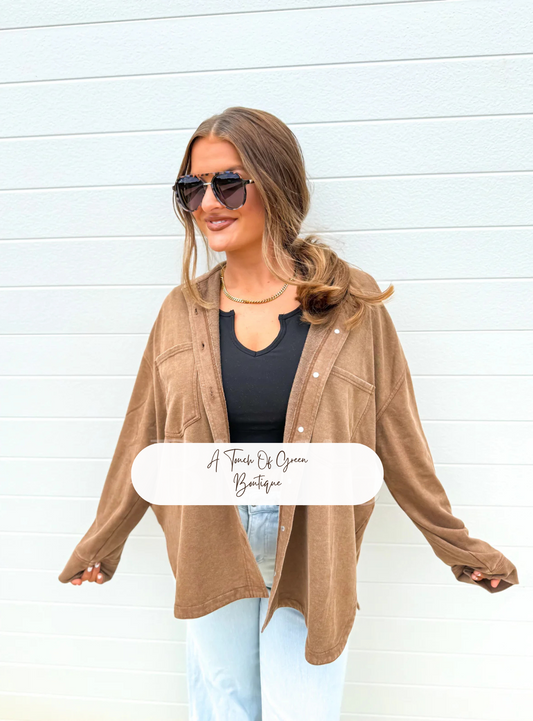 PREORDER French Terry Shacket in Tan
