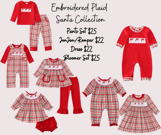 Embroidered Plaid Santa Collection