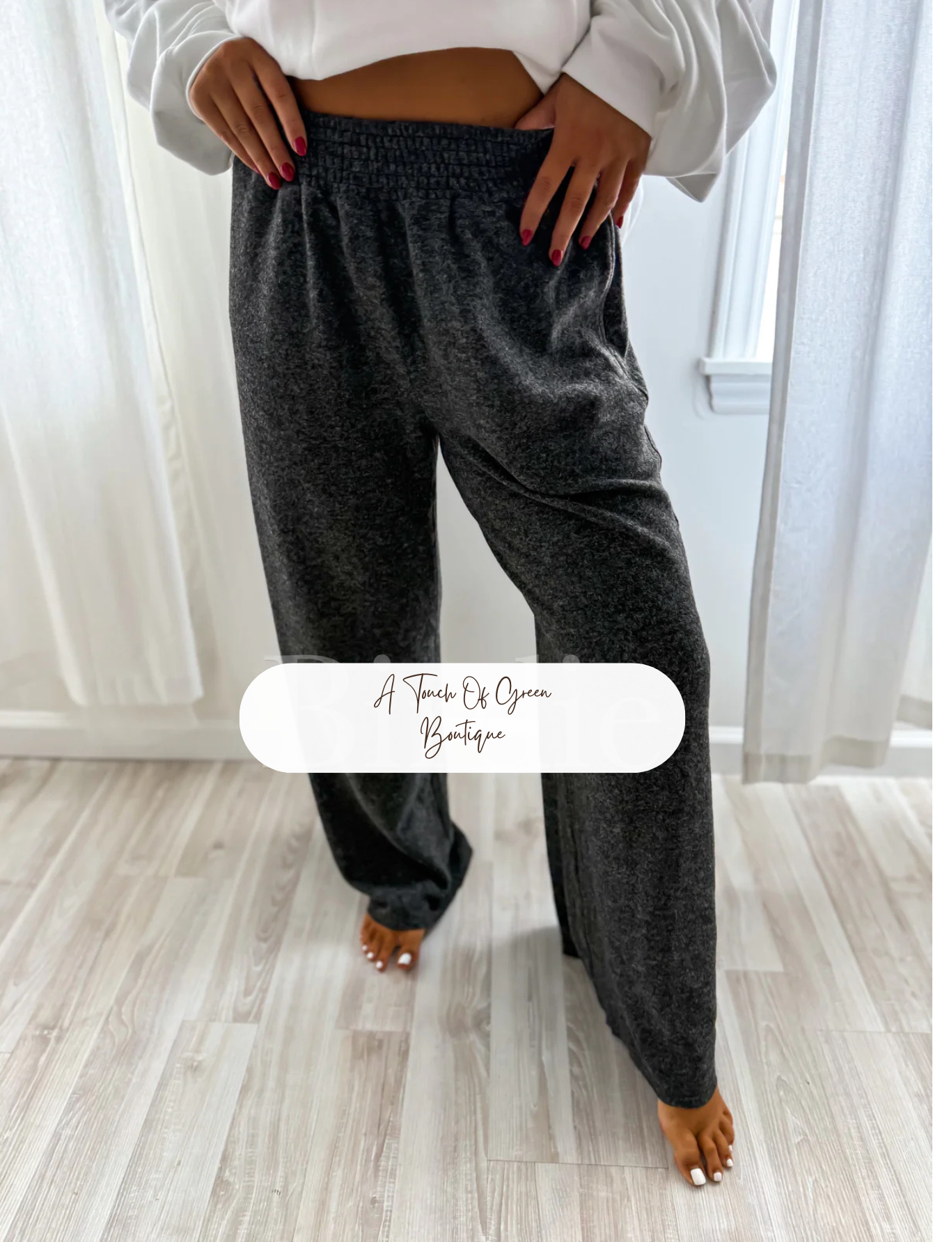 PREORDER Luxe Lounge Wide Leg Pants in Charcoal
