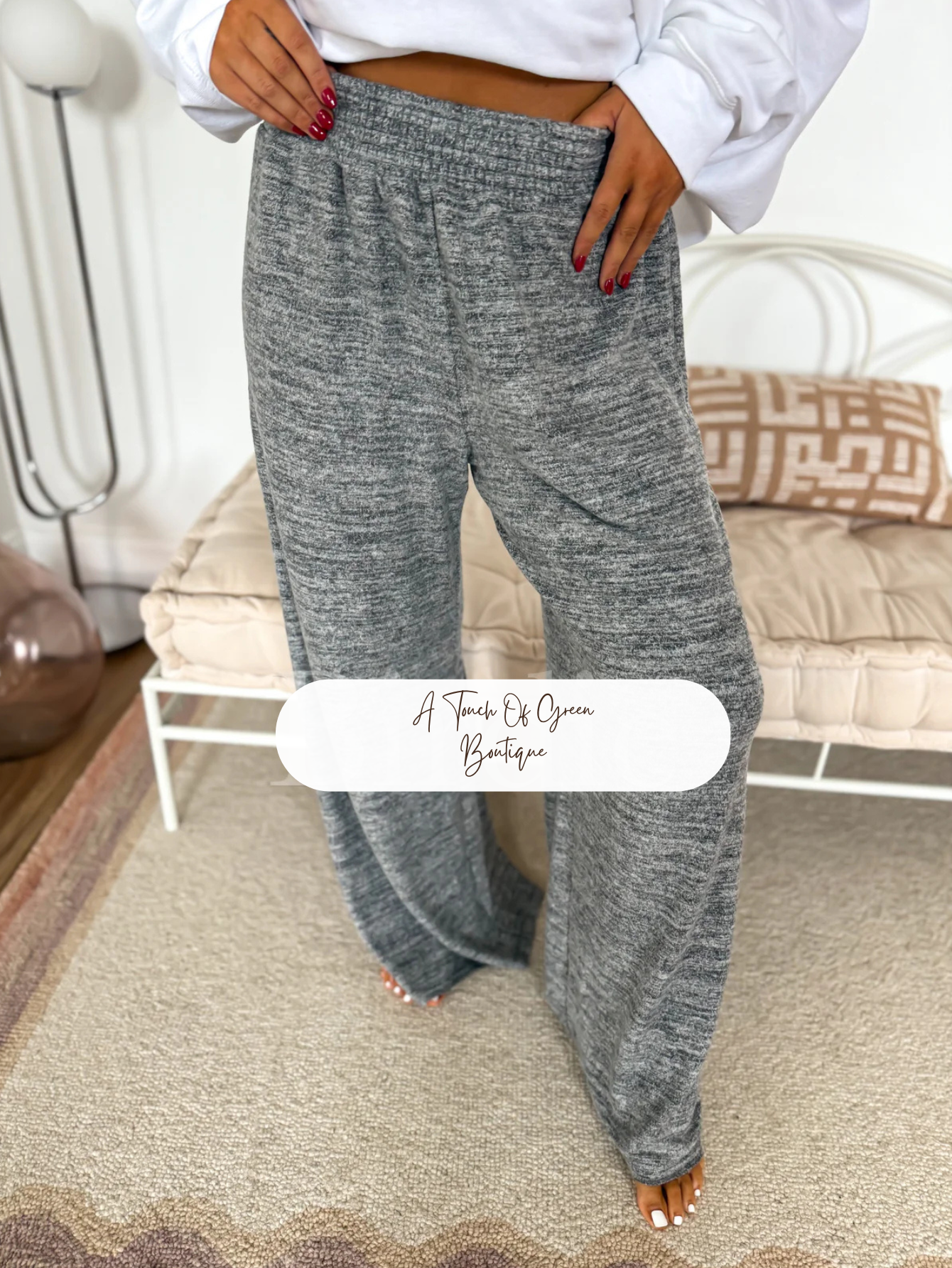 PREORDER Luxe Lounge Wide Leg Pants in Light Gray