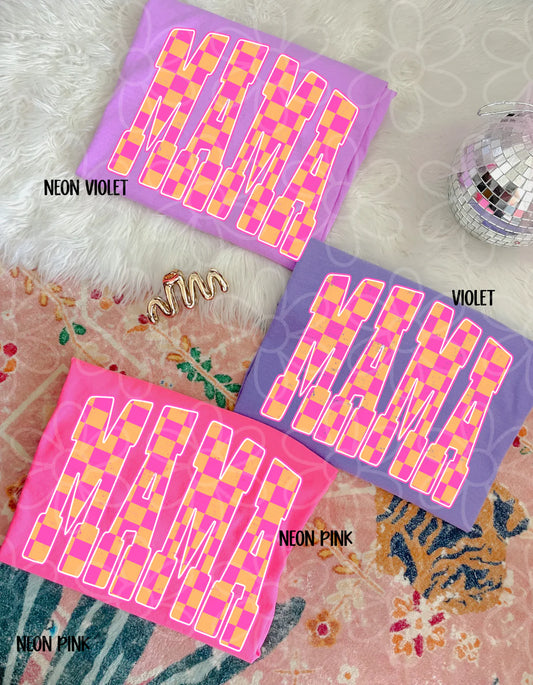 MaMa Pink & Orange Patterns Comfort Colors Tee