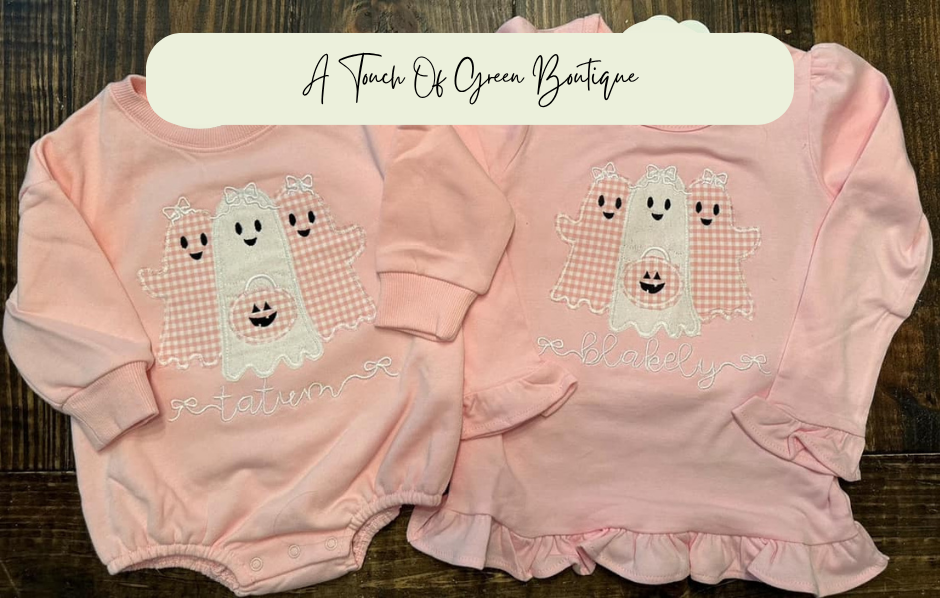 Kids Custom Name Gingham Ghost T-shirt/Crewneck