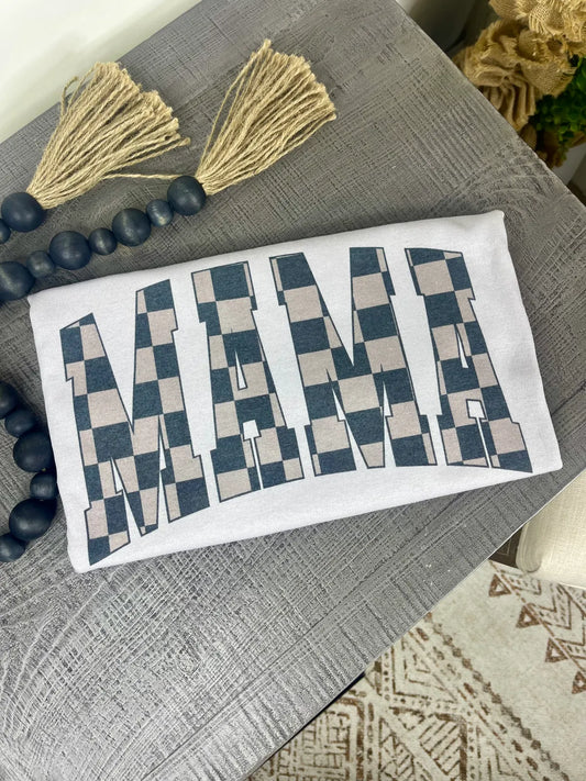 Checkered Black & Grey Mama Tee