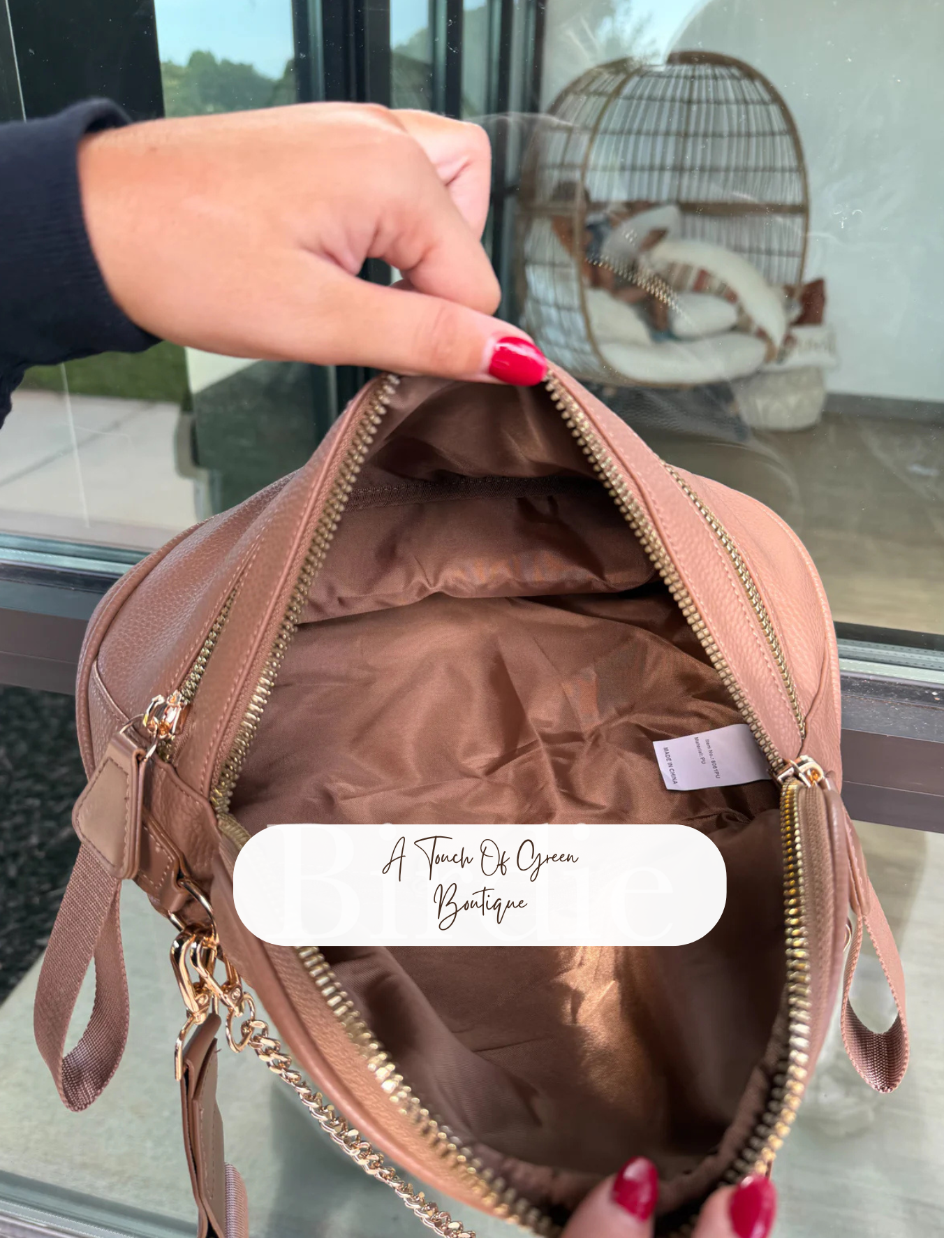 PREORDER Camel Double Zipper Crossbody Bag