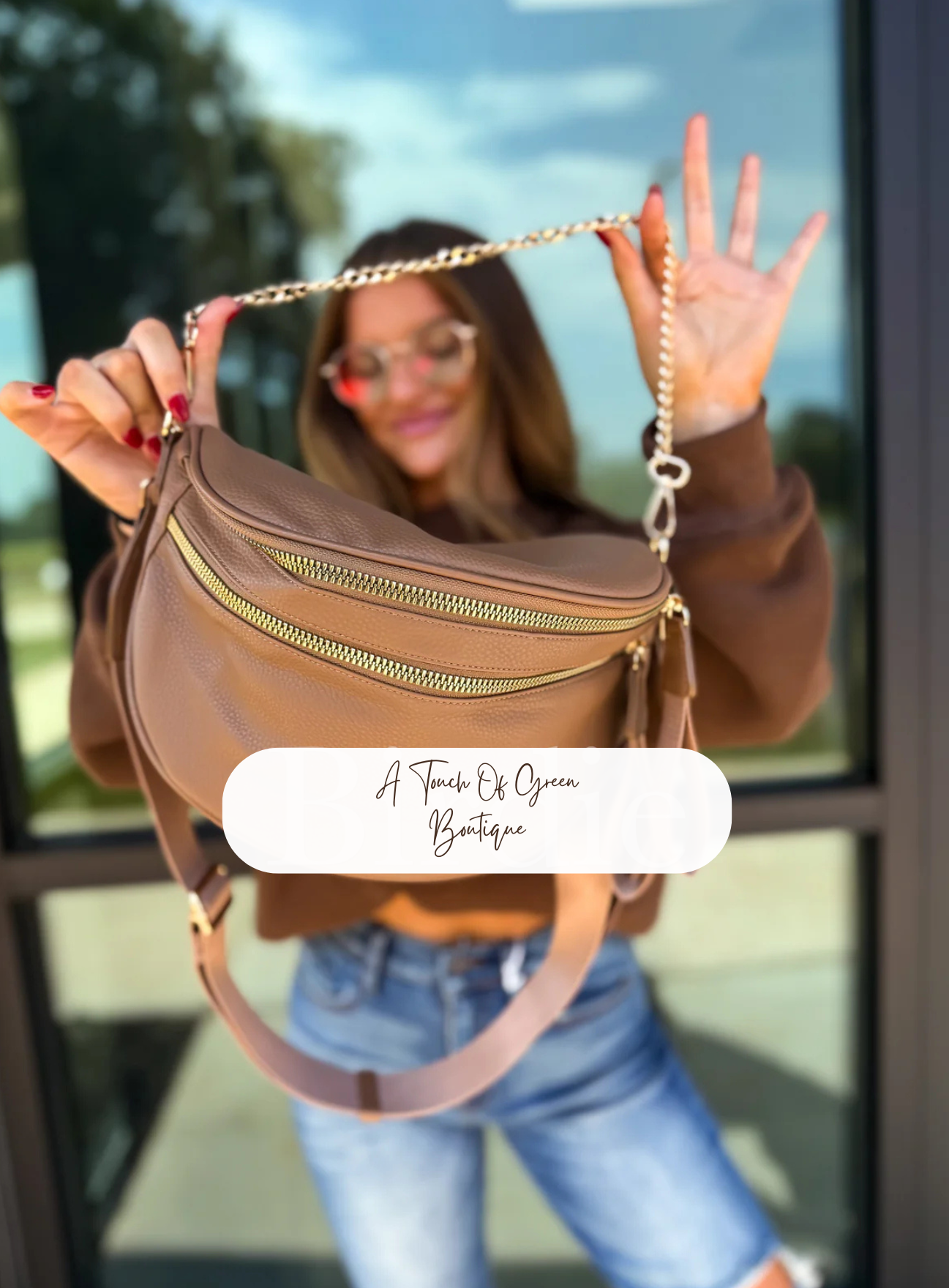 PREORDER Camel Double Zipper Crossbody Bag