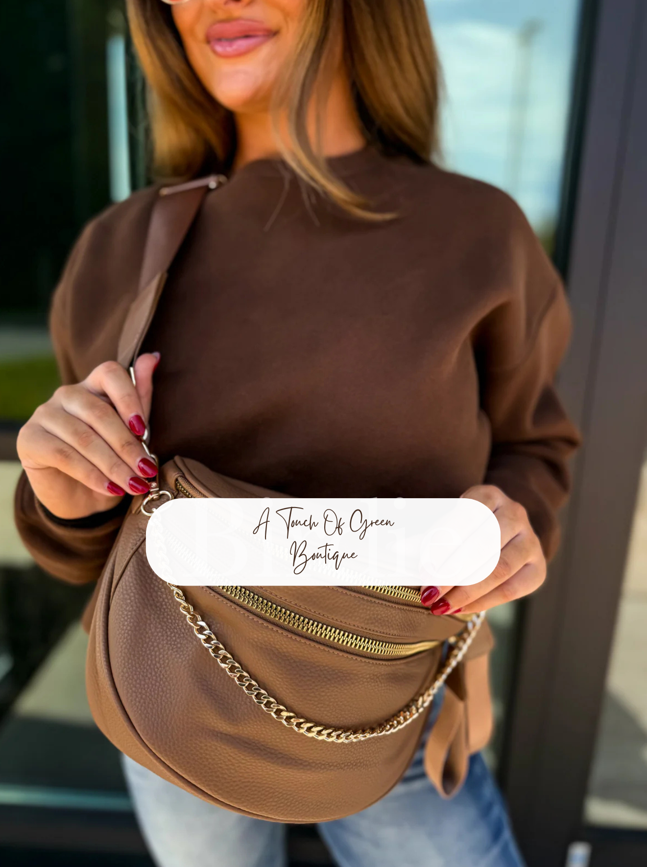 PREORDER Camel Double Zipper Crossbody Bag