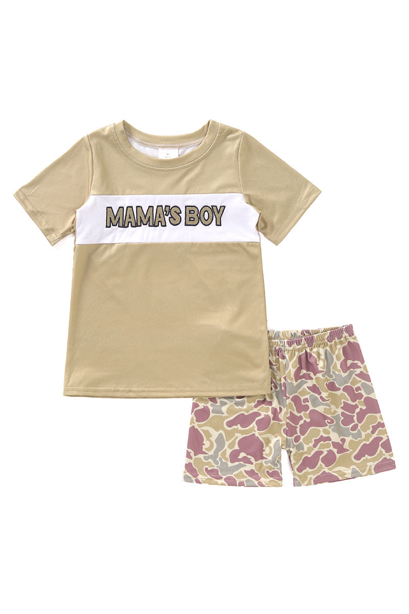 Boys Camo Mama's Boy Shorts Set