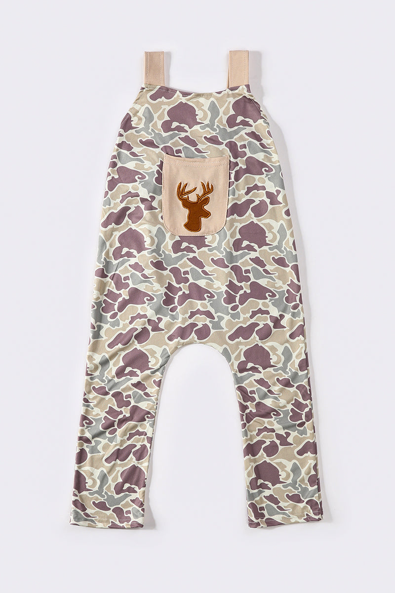 Boys Embroidered Camo Deer Jumpsuit