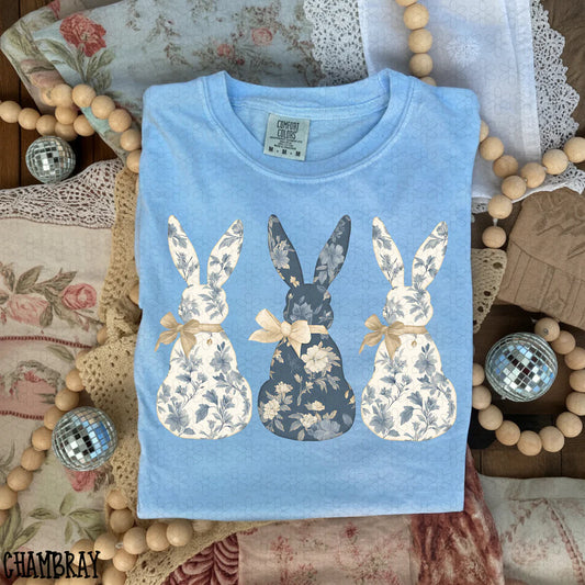 Blue Floral Bunnies Tee