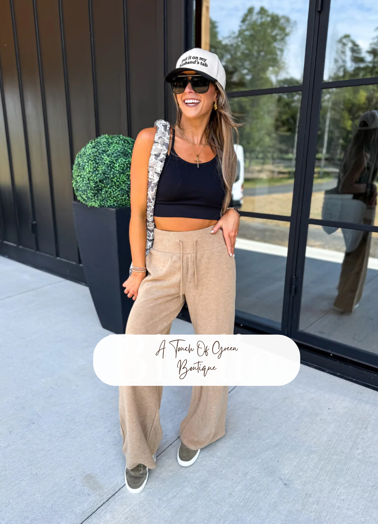 PREORDER Ribbed Wide Leg Pants with Tummy Control in Tan