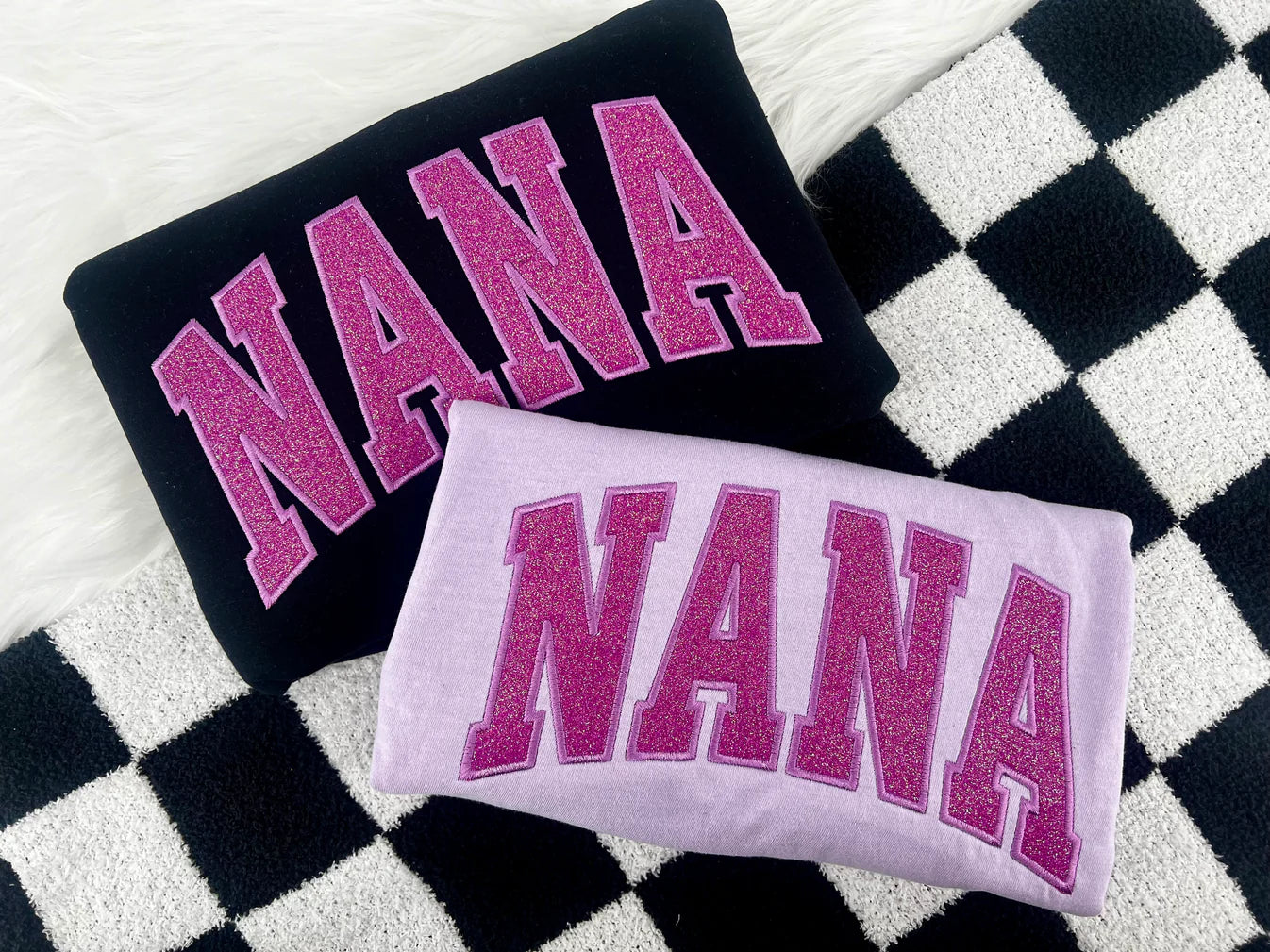 Titles Glitter Arched Embroidery (Mama, Etc.) Tee/Crewneck