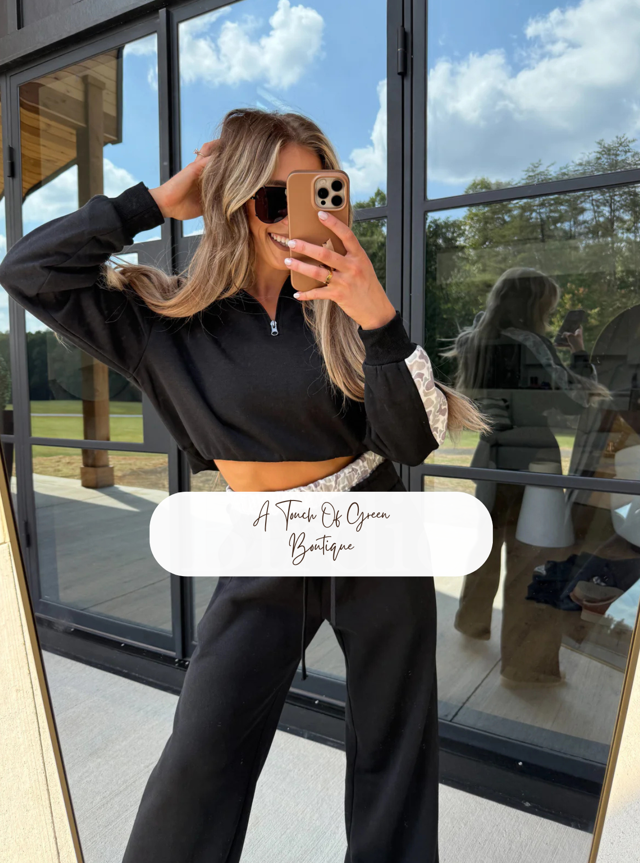 PREORDER Two Piece Black Set with Duck Camo Stripe (Sold as Set)