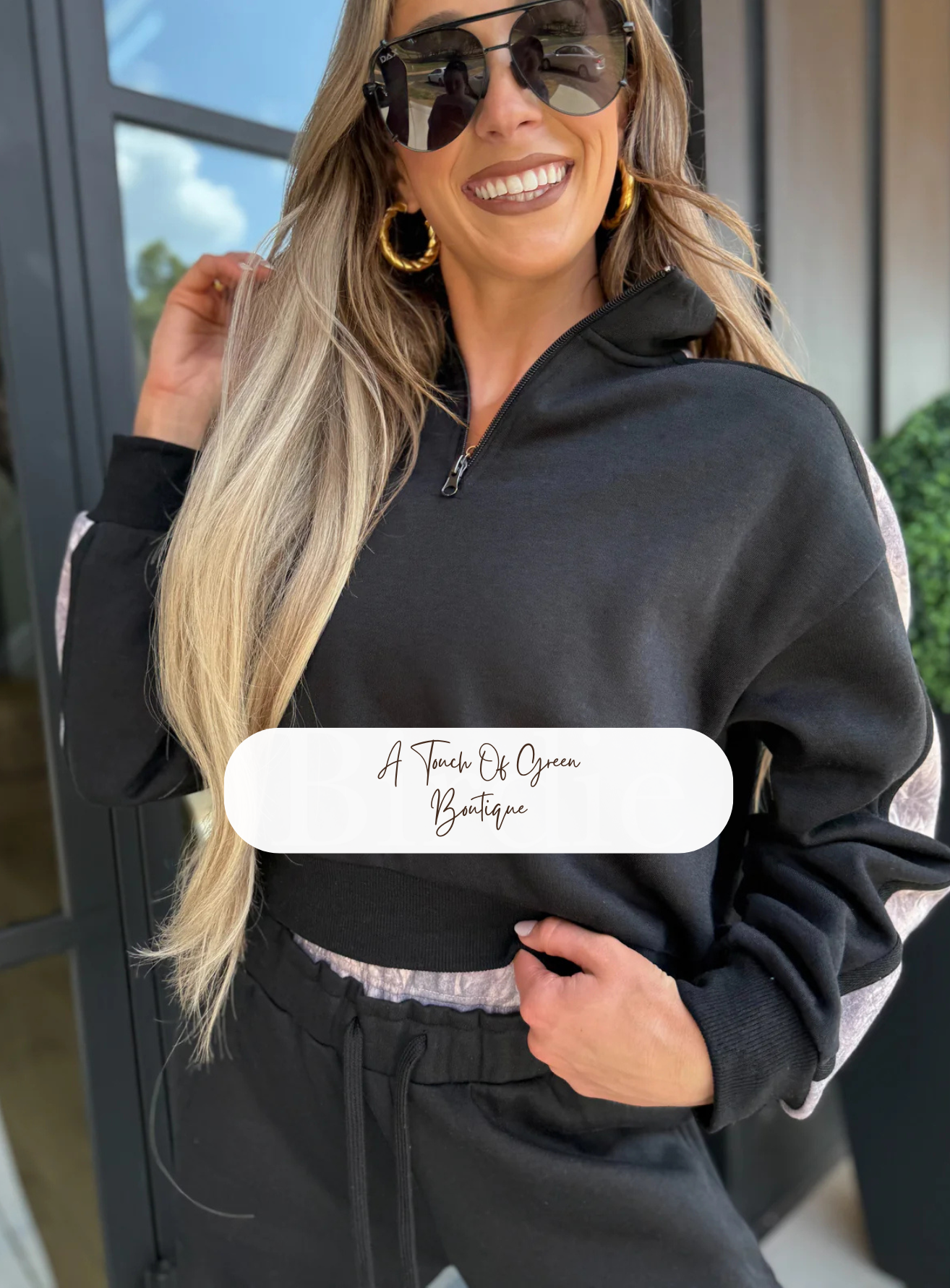 PREORDER Two Piece Black Set with Dark Camo Stripe (Sold as Set)