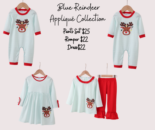 Blue Reindeer Appliqué Collection
