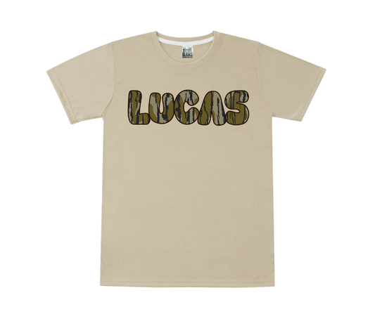 Kids Personalized Name Tee-Khaki/Bottomland