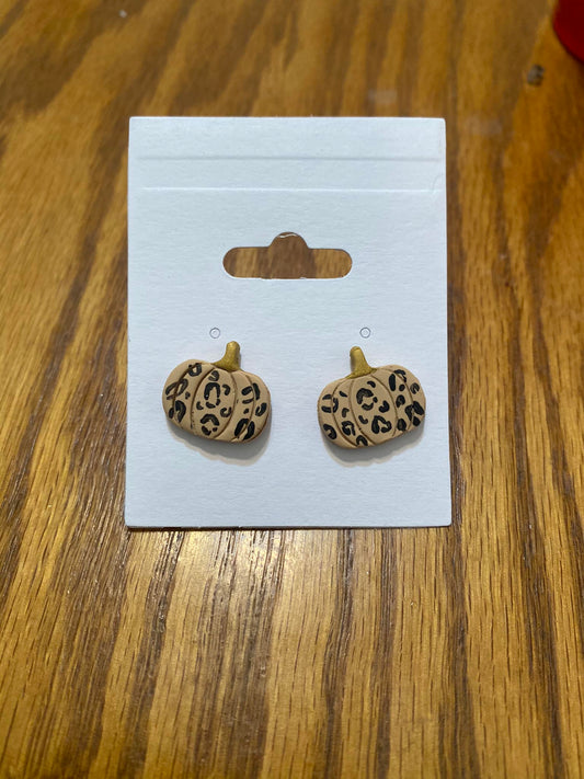 Leopard Pumpkin Stud Earrings