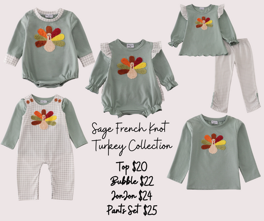 Sage French Knot Turkey Collection