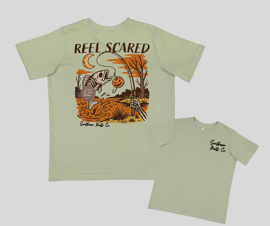 Boys Halloween Reel Scared Fishing Tee