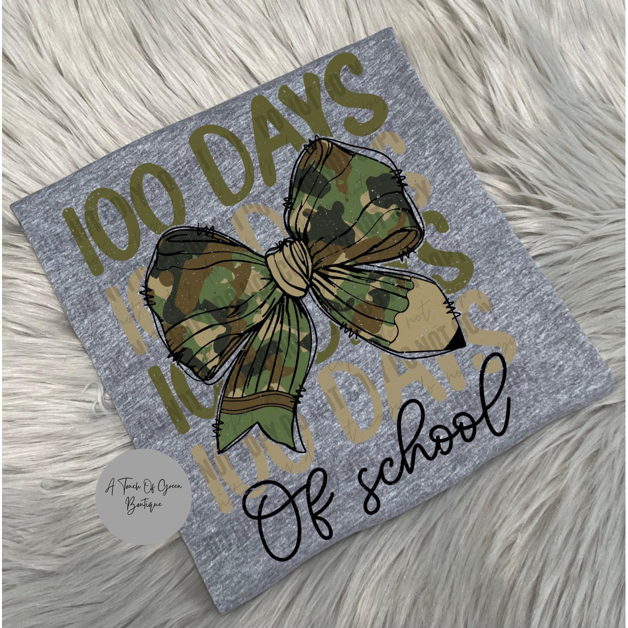 100 Days of School Camo Bow Tee