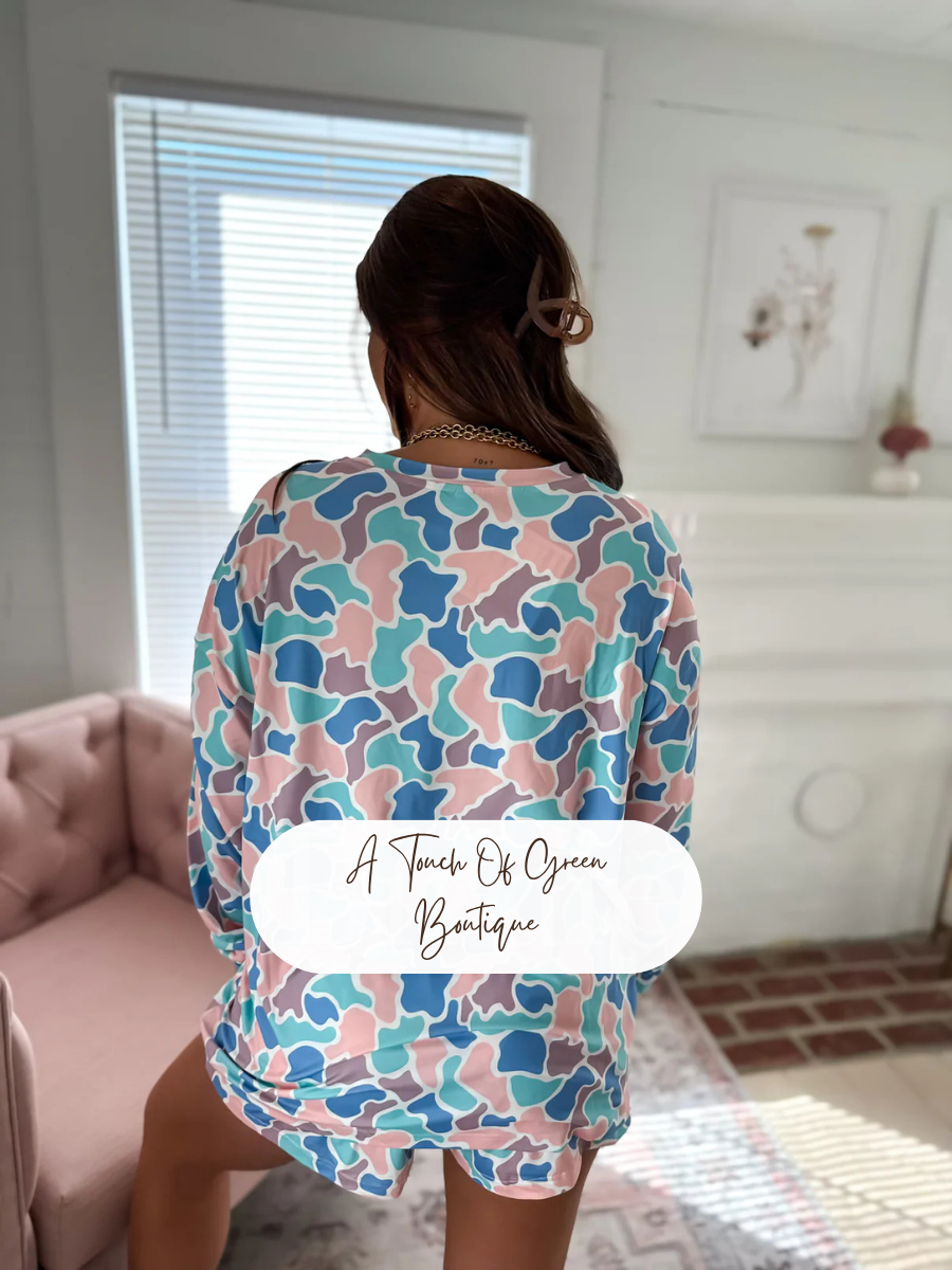 PREORDER Spring Duck Camo Two Piece Long Sleeve Boxer Set (SOLD AS SET)