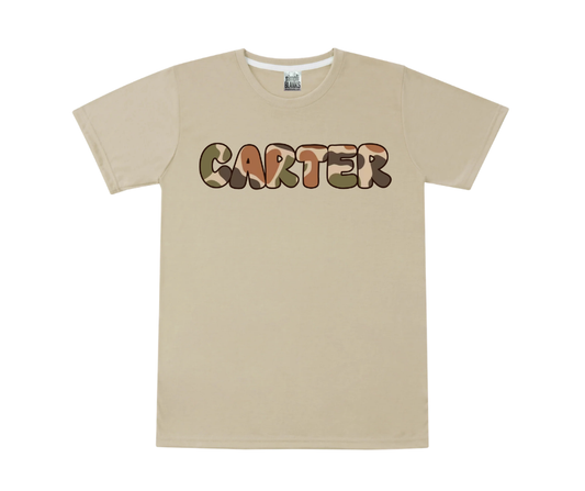 Kids Personalized Name Tee-Khaki/Retro Duck