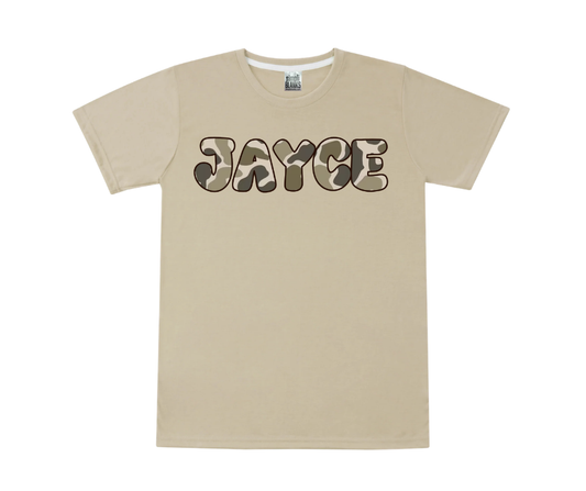 Kids Personalized Name Tee-Khaki/Dark Old School
