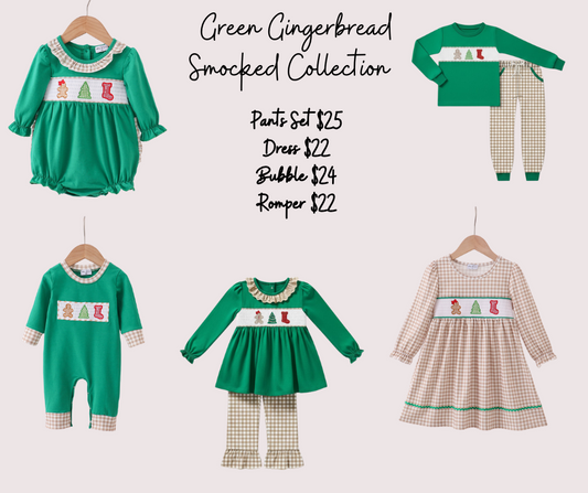 Green Smocked Gingerbread Collection