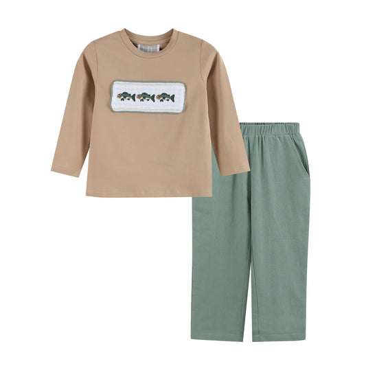 Lil Cactus Smocked Big Mouth Bass Pants Set