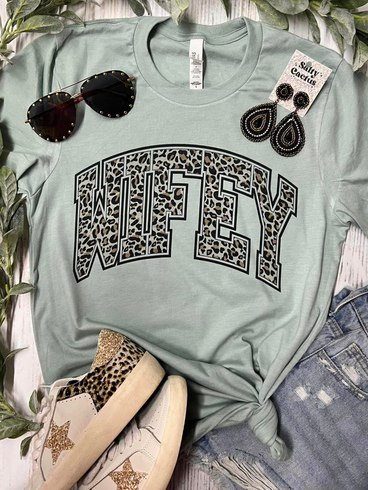 Dusty Blue Leopard Wifey Tee