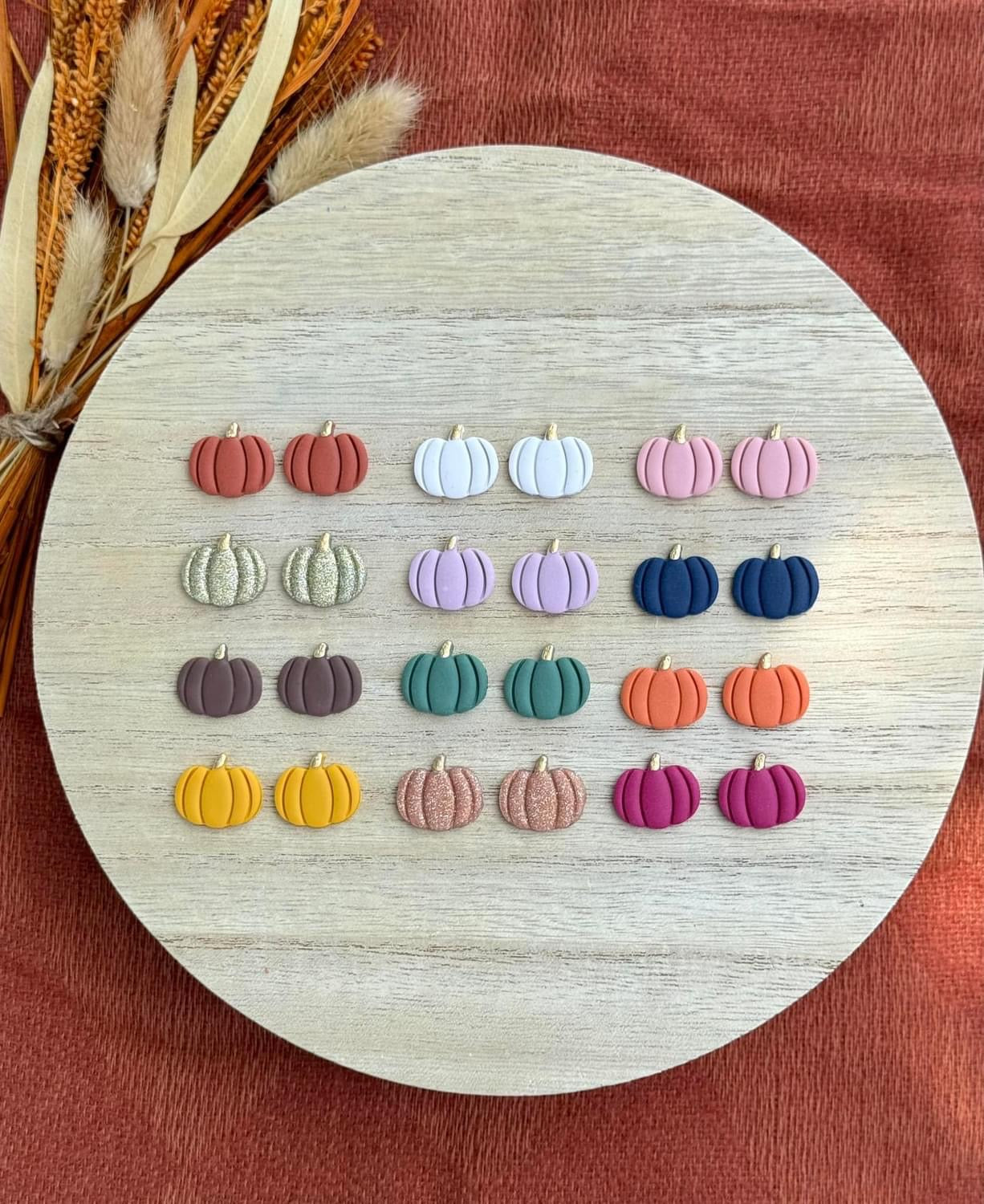 Pumpkin Clay Stud Earrings