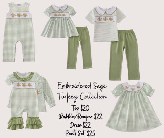 Embroidered Sage Turkey Collection