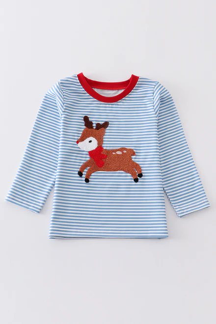 Boys French Knot Reindeer Top