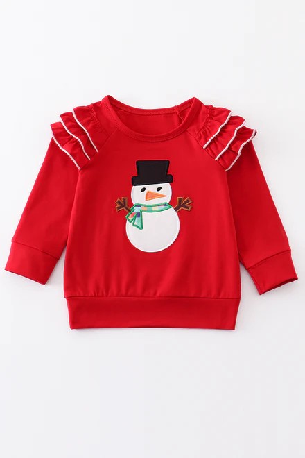 Girls Snowman Appliqué Top