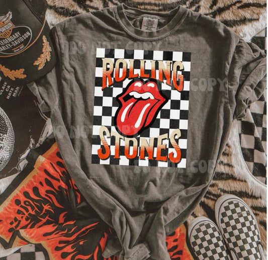 Checkered Rolling Stones Graphic Tee
