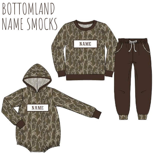 Boys Bottomland Camo Name Smocked Collection