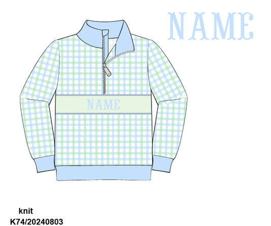 Boys Smocked Blue & Green Quarter Zip