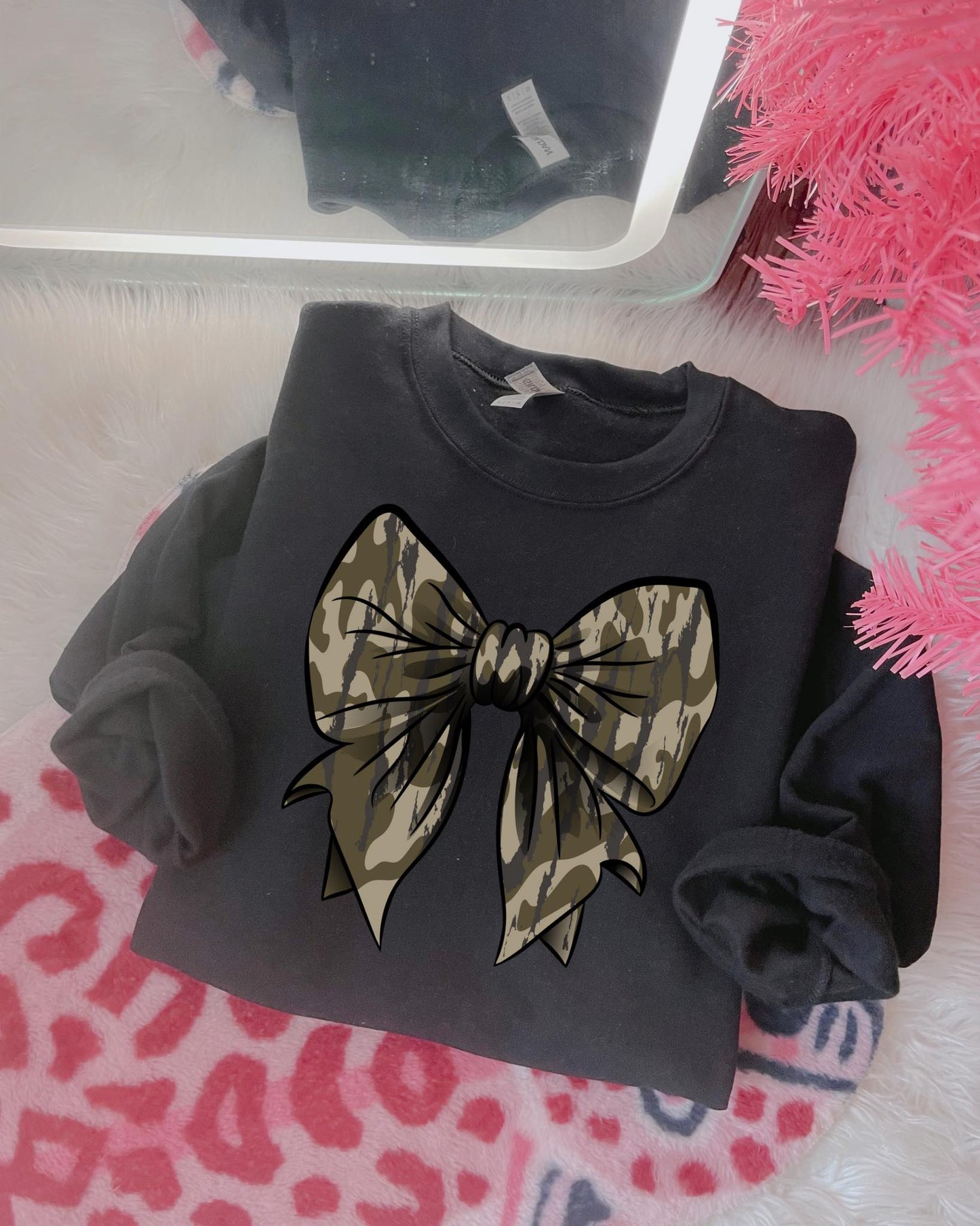 Camo Bow Crewneck Sweatshirt