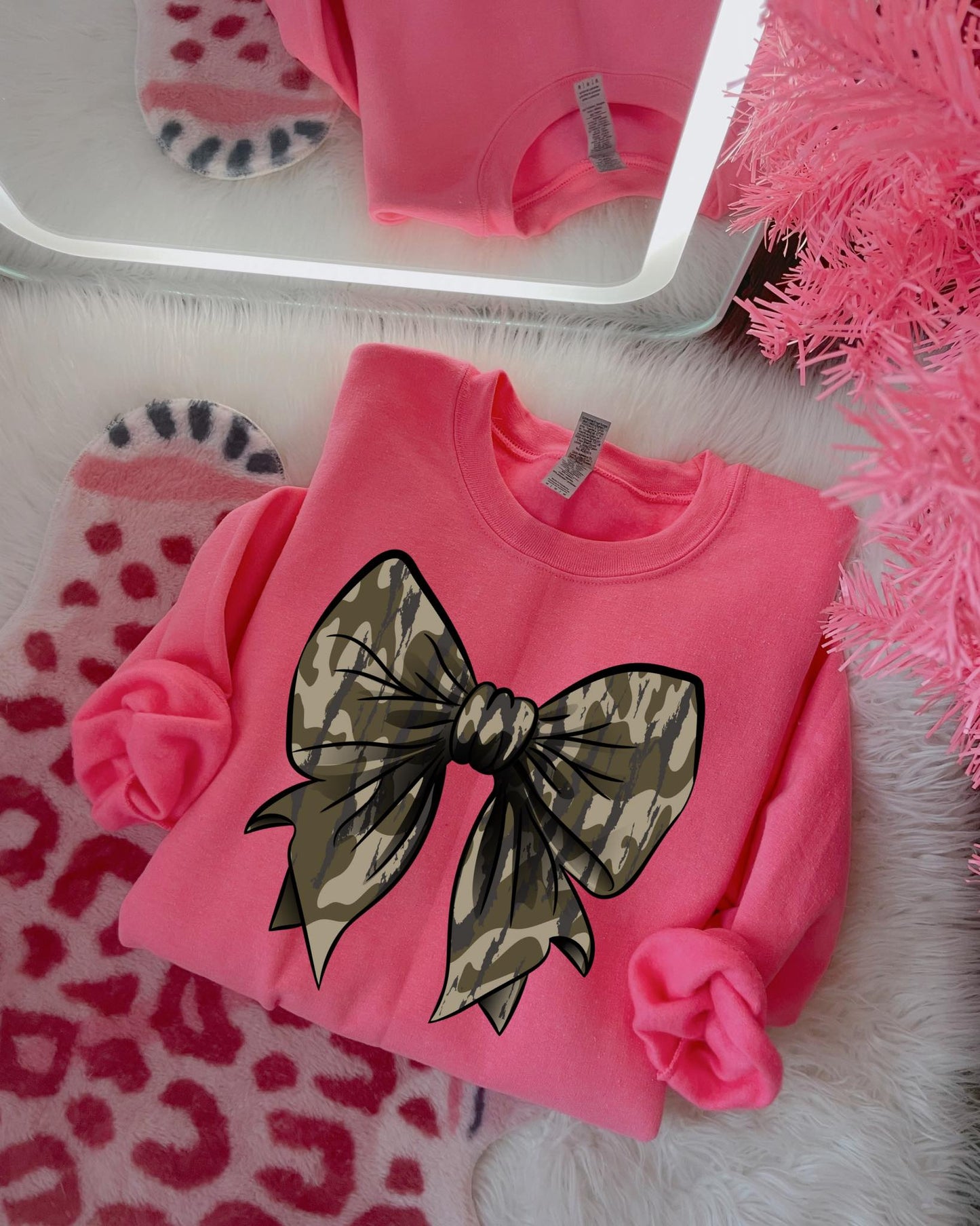 Camo Bow Crewneck Sweatshirt