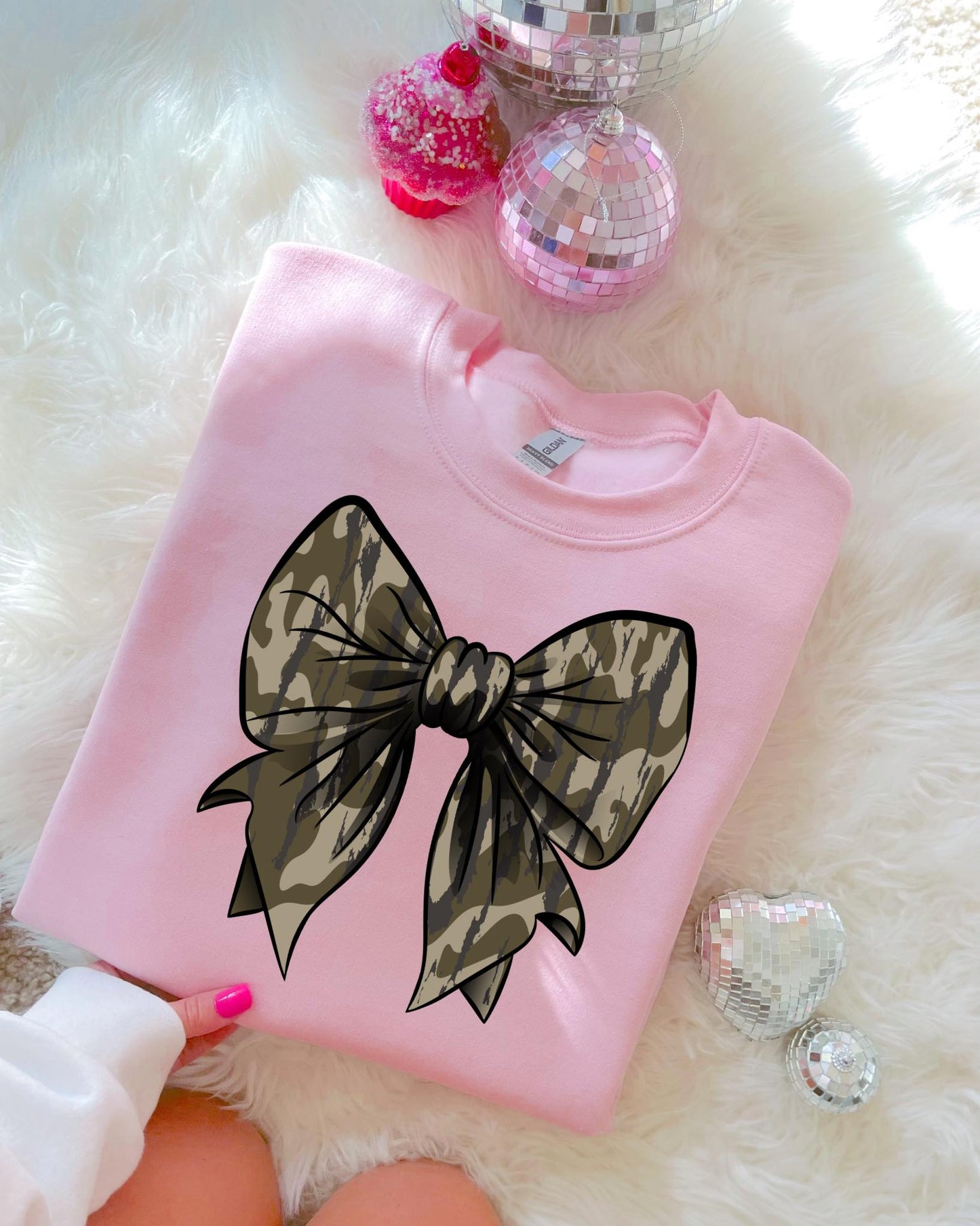 Camo Bow Crewneck Sweatshirt