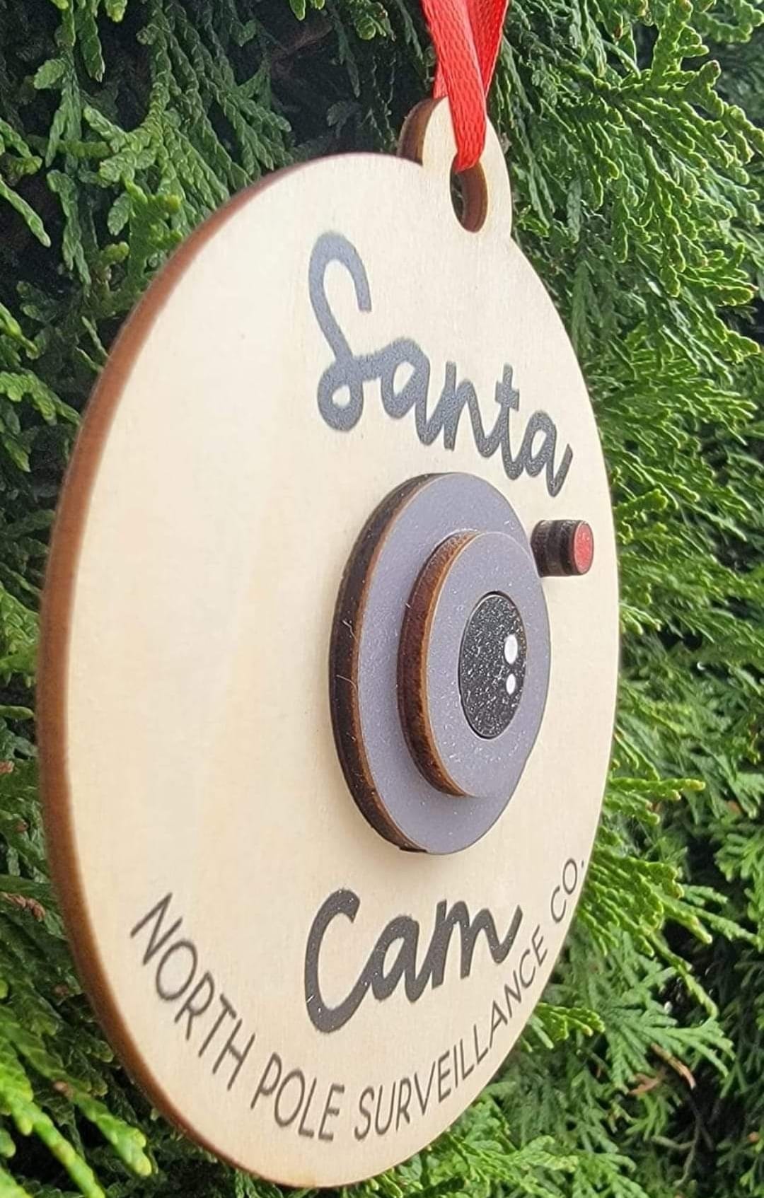 Wooden Santa Cam Ornaments