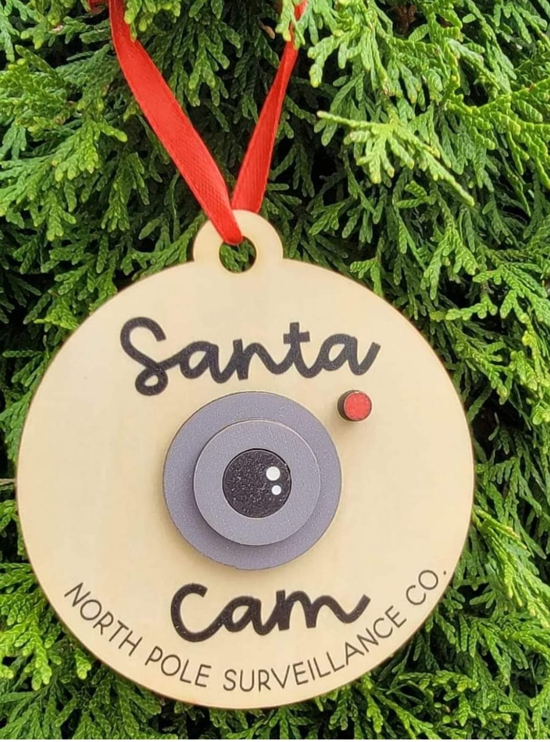 Wooden Santa Cam Ornaments